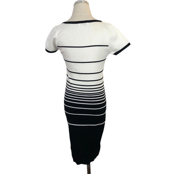 Sandro Paris Dress Black White Stripe Pullover Knit Sheath Small - Picture 5 of 6